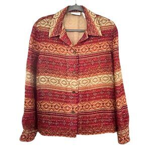 Retro Floral Jacket 10 Red Boho Striped Aztec Classic Chic Fuzzy Western 80s